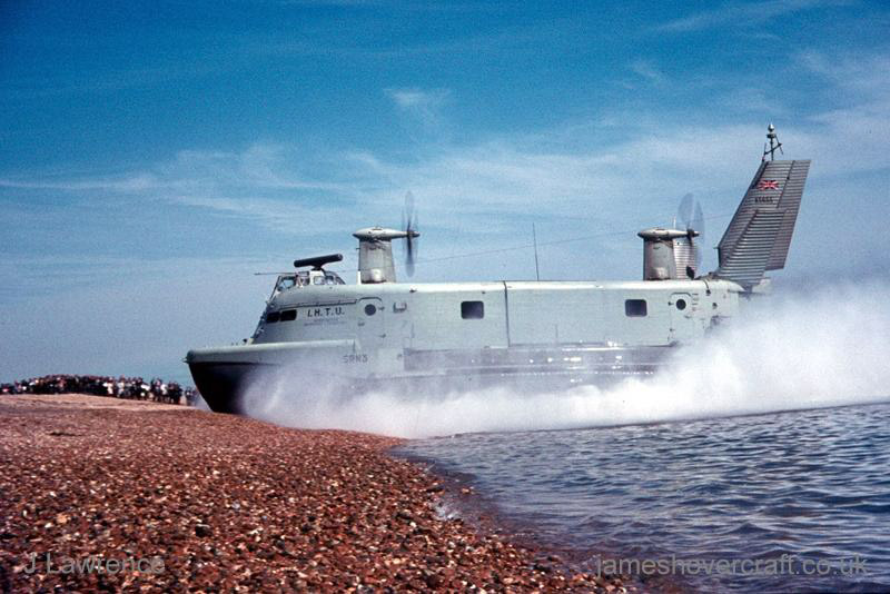 The SRN3 with the Inter-Service Hovercraft Trials Unit, IHTU - Arriving (credit: Pat Lawrence).